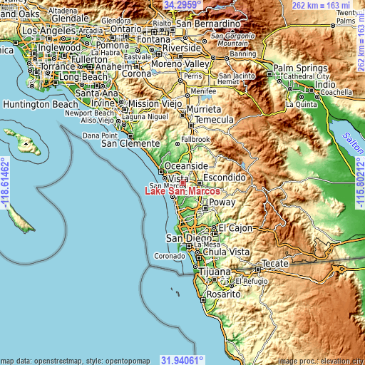 Topographic map of Lake San Marcos