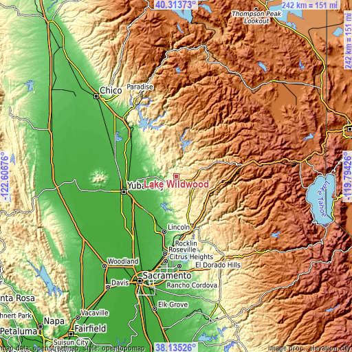 Topographic map of Lake Wildwood