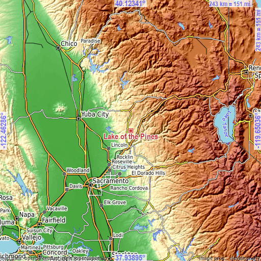 Topographic map of Lake of the Pines