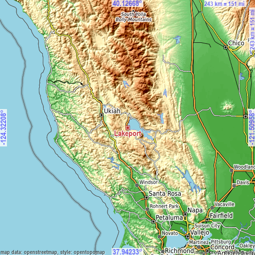 Topographic map of Lakeport