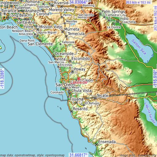 Topographic map of Lakeside