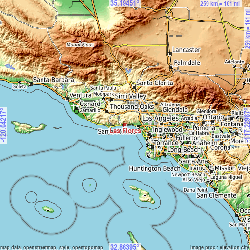 Topographic map of Las Flores