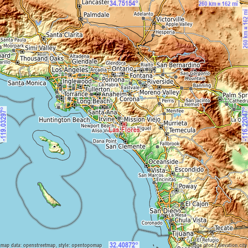 Topographic map of Las Flores