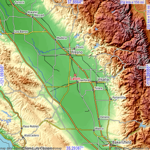 Topographic map of Laton