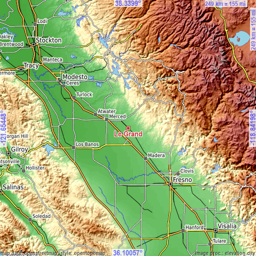 Topographic map of Le Grand