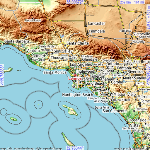 Topographic map of Lennox