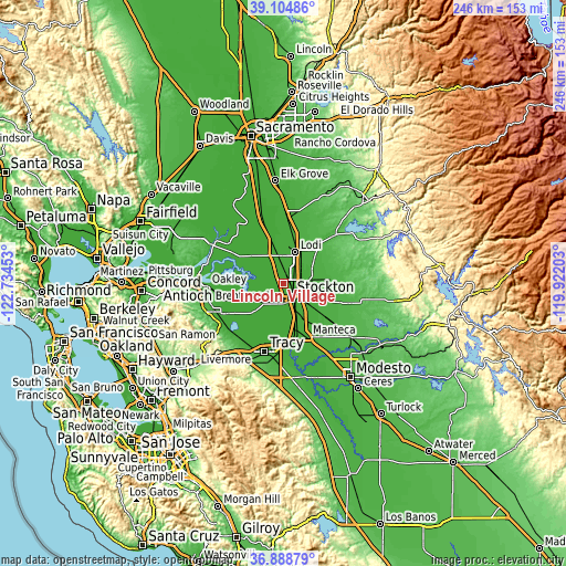 Topographic map of Lincoln Village