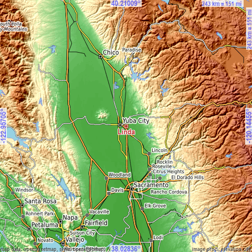 Topographic map of Linda