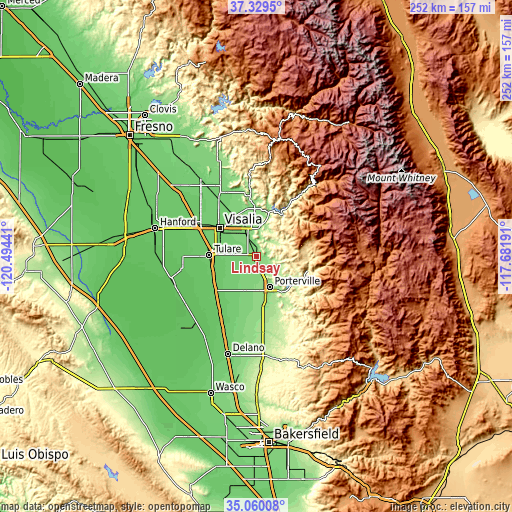 Topographic map of Lindsay