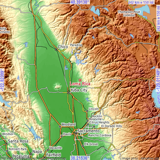 Topographic map of Loma Rica