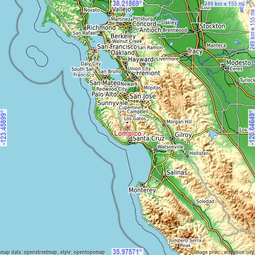 Topographic map of Lompico