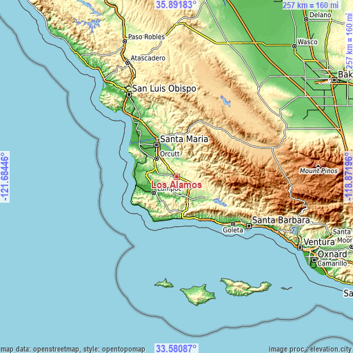 Topographic map of Los Alamos