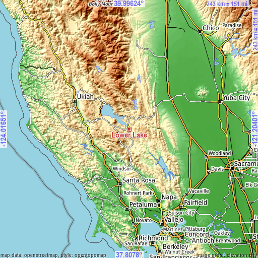 Topographic map of Lower Lake