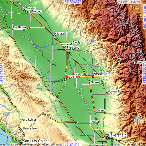 Topographic map of Lucerne