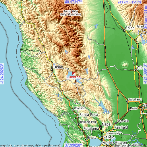 Topographic map of Lucerne