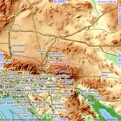 Topographic map of Lucerne Valley