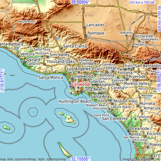 Topographic map of Lynwood