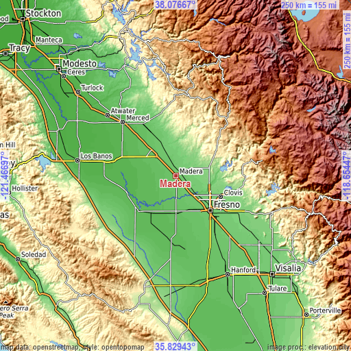 Topographic map of Madera