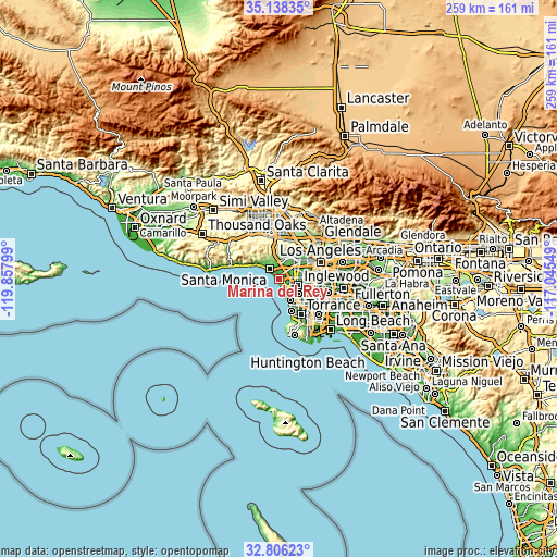 Topographic map of Marina del Rey