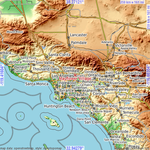 Topographic map of Mayflower Village