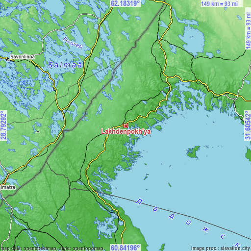 Topographic map of Lakhdenpokh’ya