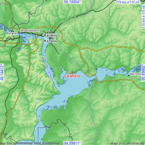 Topographic map of Laishevo