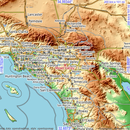 Topographic map of Mead Valley