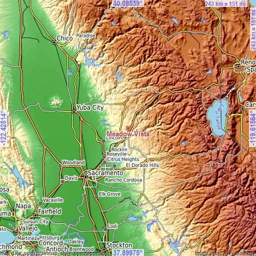 Topographic map of Meadow Vista