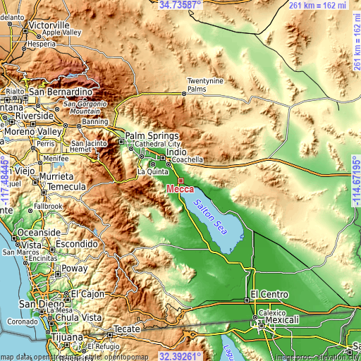 Topographic map of Mecca