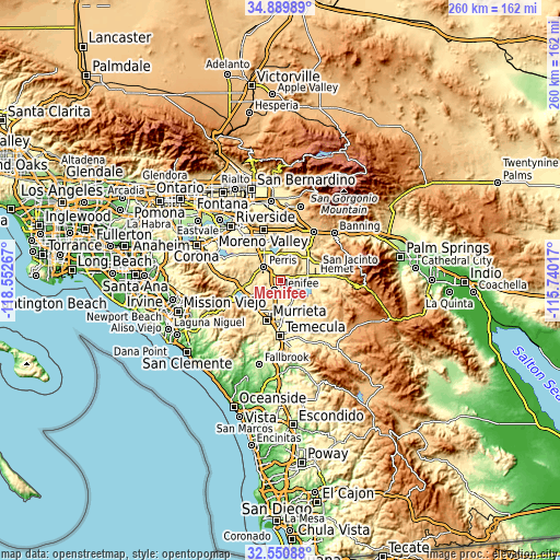 Topographic map of Menifee