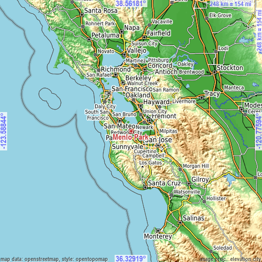 Topographic map of Menlo Park