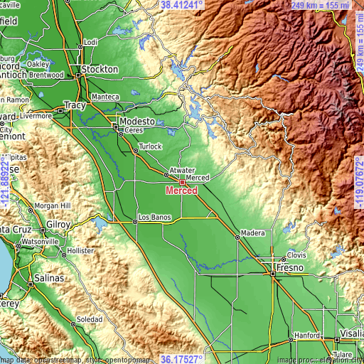 Topographic map of Merced