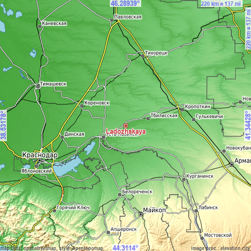 Topographic map of Ladozhskaya