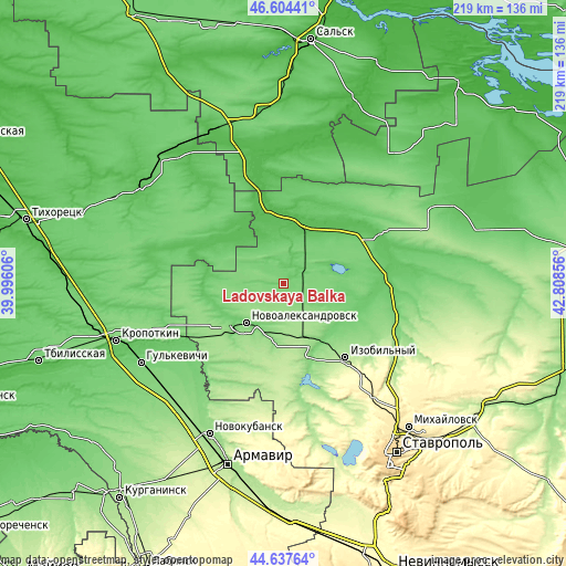 Topographic map of Ladovskaya Balka