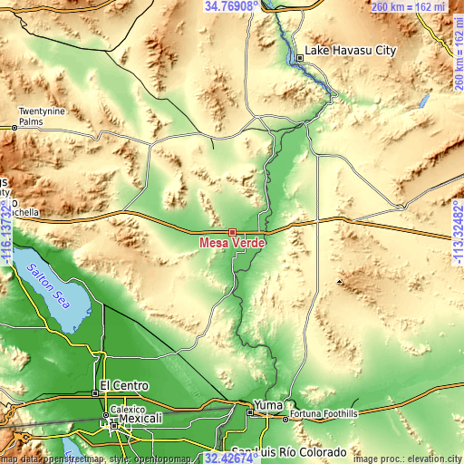 Topographic map of Mesa Verde