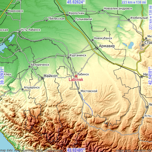 Topographic map of Labinsk