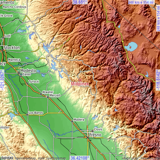 Topographic map of Midpines