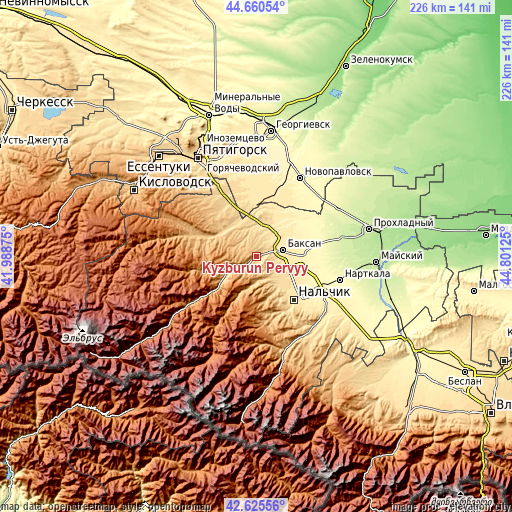 Topographic map of Kyzburun Pervyy