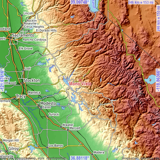 Topographic map of Mono Vista