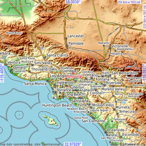 Topographic map of Monrovia