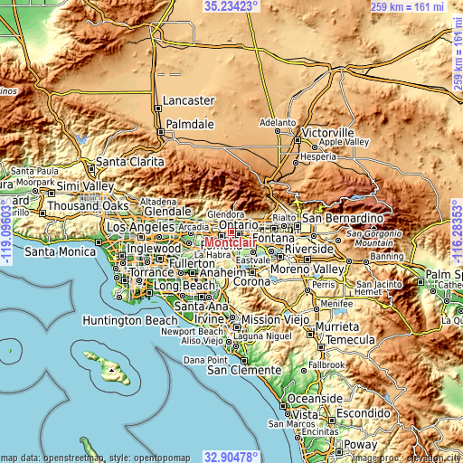 Topographic map of Montclair