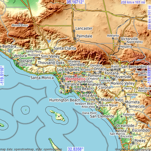 Topographic map of Montebello