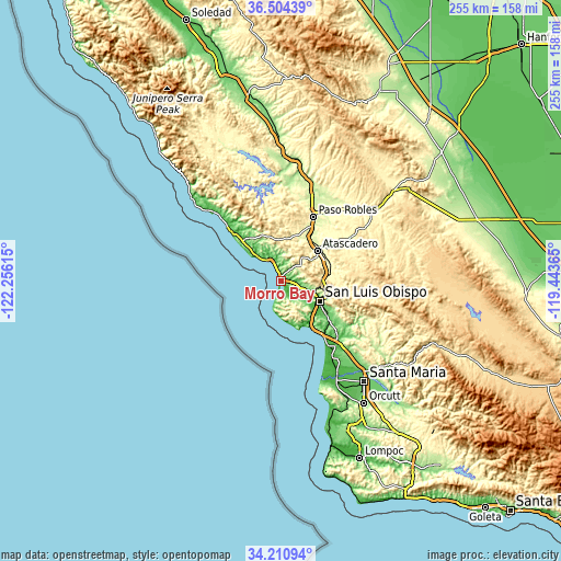 Topographic map of Morro Bay