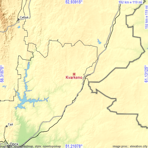 Topographic map of Kvarkeno