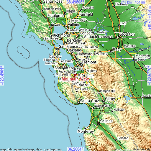 Topographic map of Mountain View