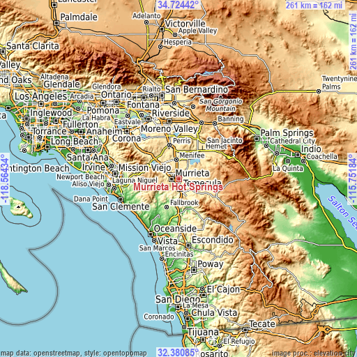 Topographic map of Murrieta Hot Springs