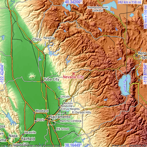 Topographic map of Nevada City