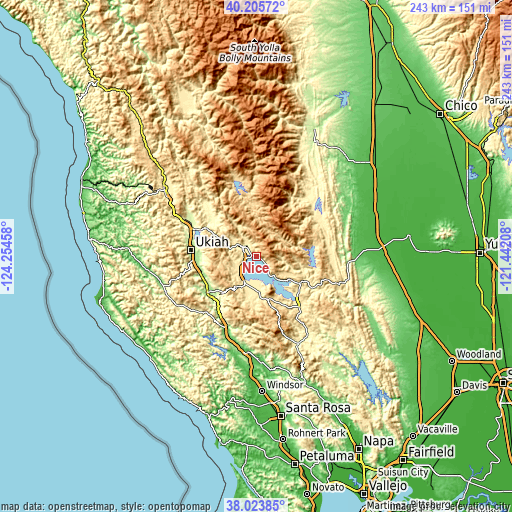 Topographic map of Nice