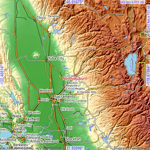 Topographic map of North Auburn