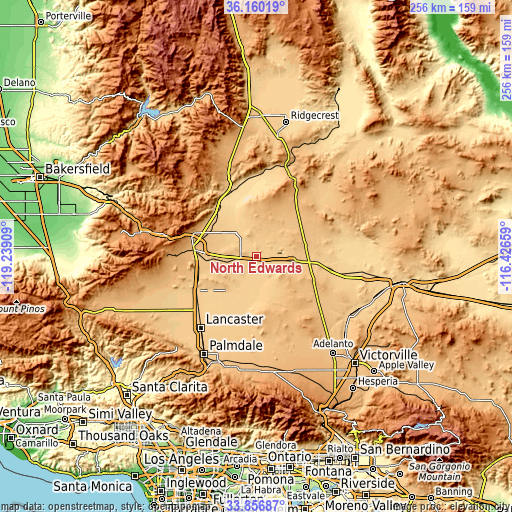 Topographic map of North Edwards